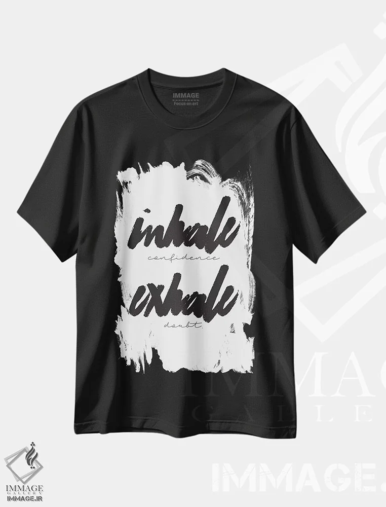 تیشرت مشکی طرح دار دم / بازدم، هنر دیجیتال اثر هانی مون هتل | فروشگاه ایماژ
