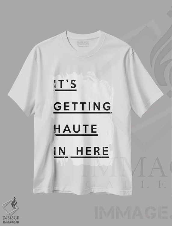 تیشرت سفید طرح دار اینجا داغ می شود، هنر دیجیتال اثر هانی مون هتل | فروشگاه ایماژ