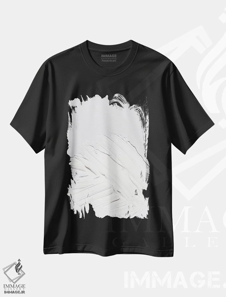 تیشرت مشکی طرح دار مینیمال سفید اثر هانی مون هتل | فروشگاه ایماژ