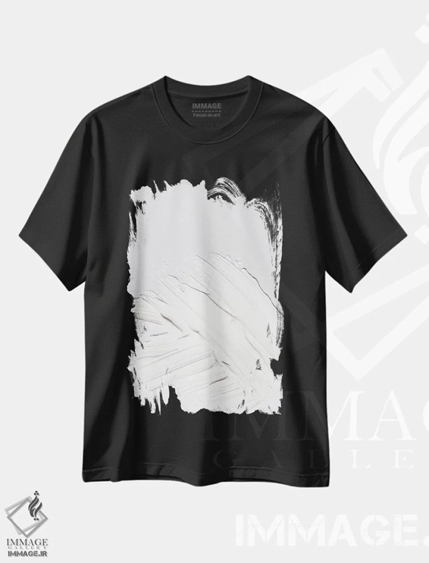تیشرت مشکی طرح دار مینیمال سفید اثر هانی مون هتل | فروشگاه ایماژ