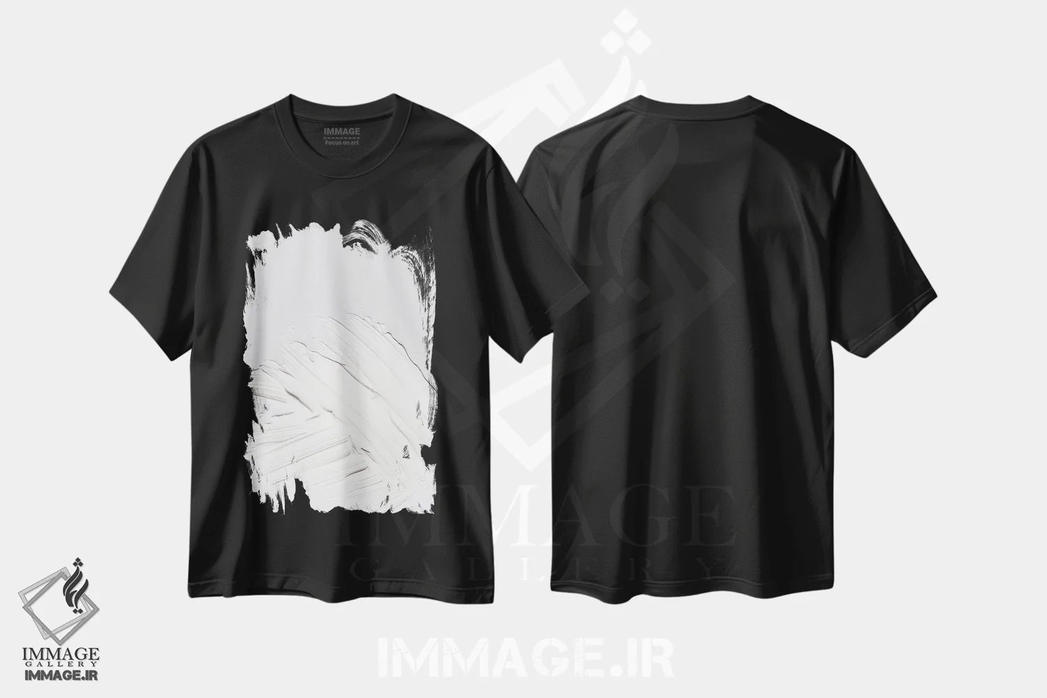 تیشرت مشکی طرح دار مینیمال سفید اثر هانی مون هتل | فروشگاه ایماژ