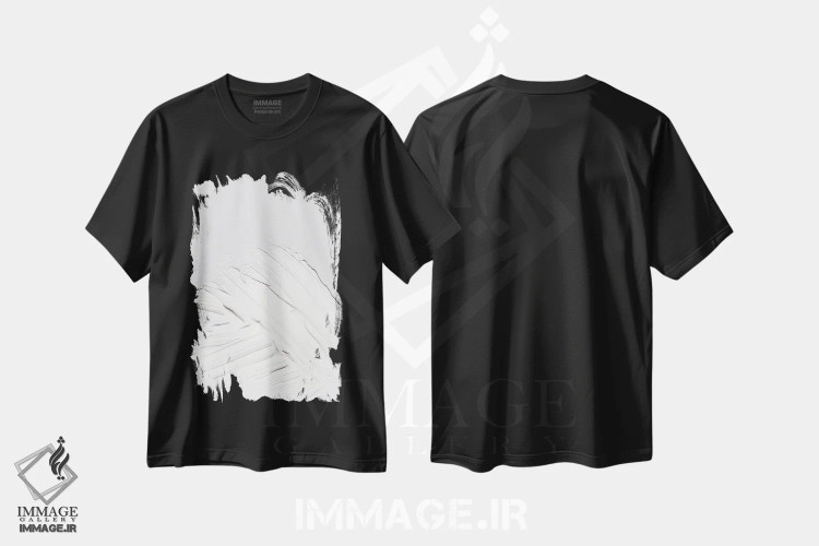 تیشرت مشکی طرح دار مینیمال سفید اثر هانی مون هتل | فروشگاه ایماژ