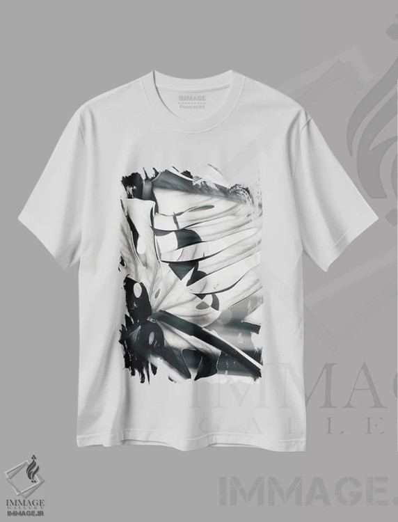 تیشرت سفید طرح دار برگ های یکنواخت، عکاسی سیاه و سفید اثر هانی مون هتل | immage.ir