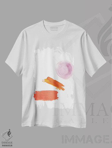 تیشرت سفید طرح دار گونه های هلویی اثر هانی مون هتل | فروشگاه ایماژ
