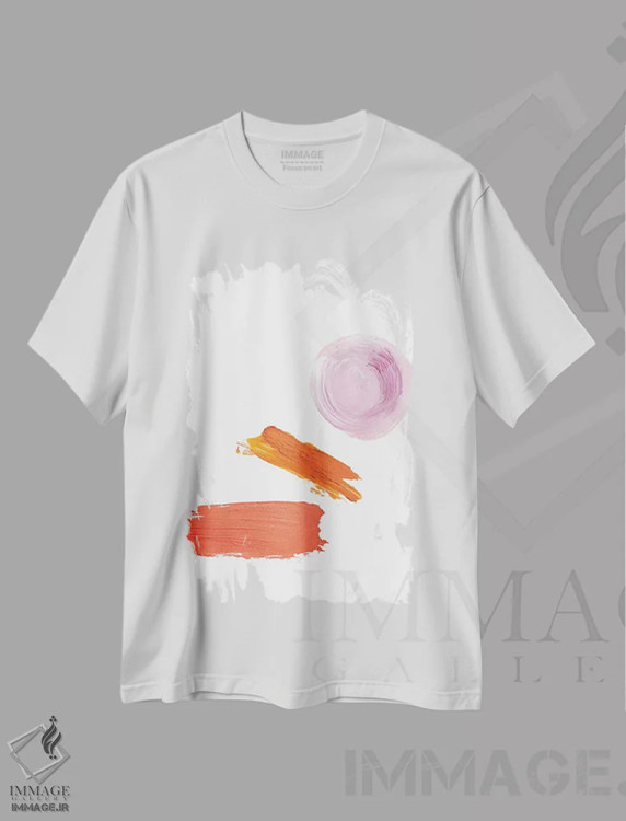 تیشرت سفید طرح دار گونه های هلویی اثر هانی مون هتل | فروشگاه ایماژ