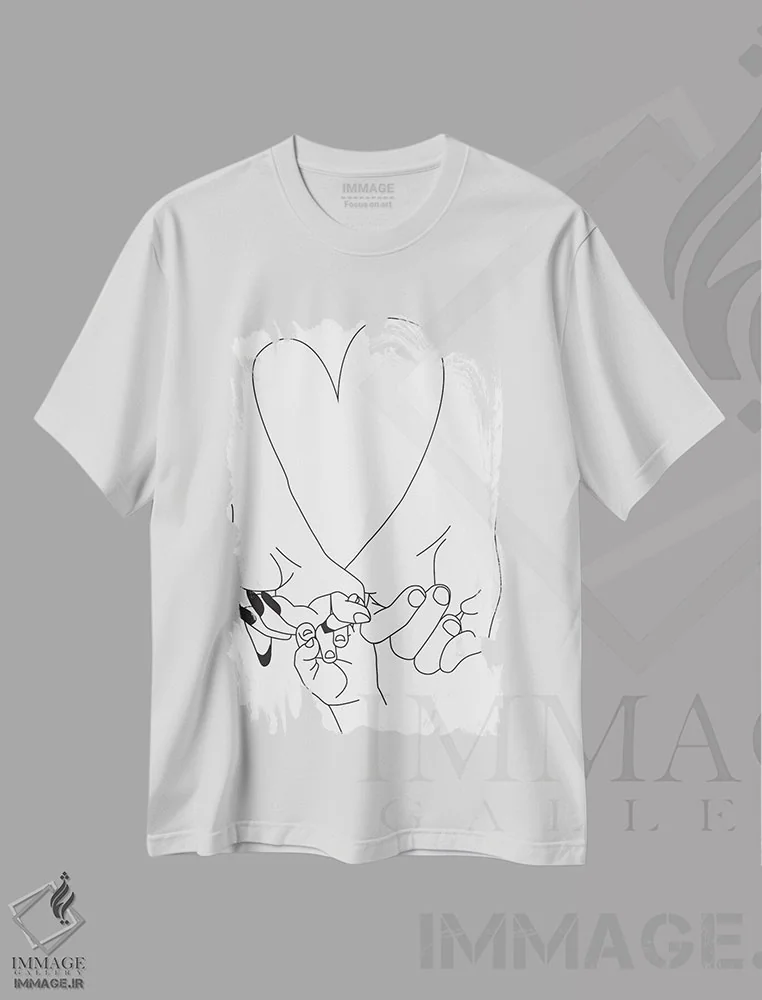 تیشرت سفید طرح دار Parent's Pinky Promise,قول انگشتی والدین، آرت خطی اثر هانی مون هتل | immage.ir