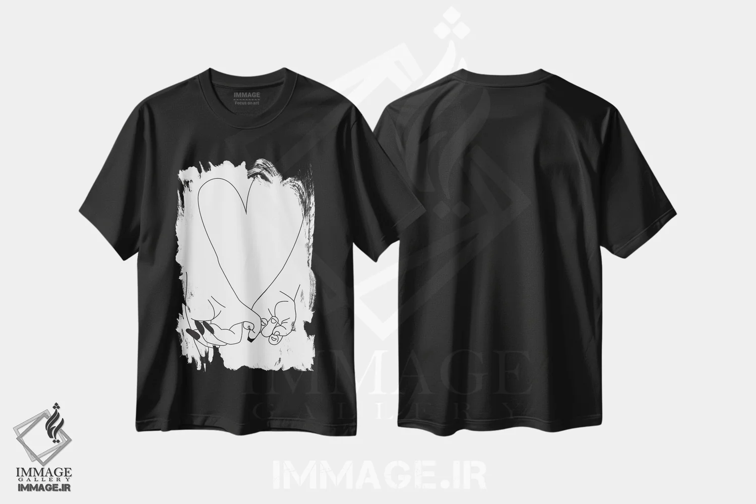 تیشرت مشکی طرح دار Mother & Baby,قول انگشتی، مادر و کودک، آرت خطی اثر هانی مون هتل | immage.ir