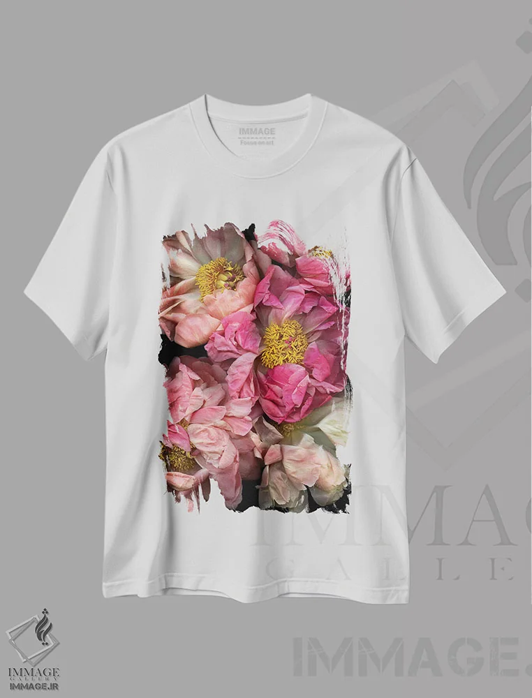 تیشرت سفید طرح دار فشرده و زیبا، عکاسی ماکرو اثر هانی مون هتل | فروشگاه ایماژ