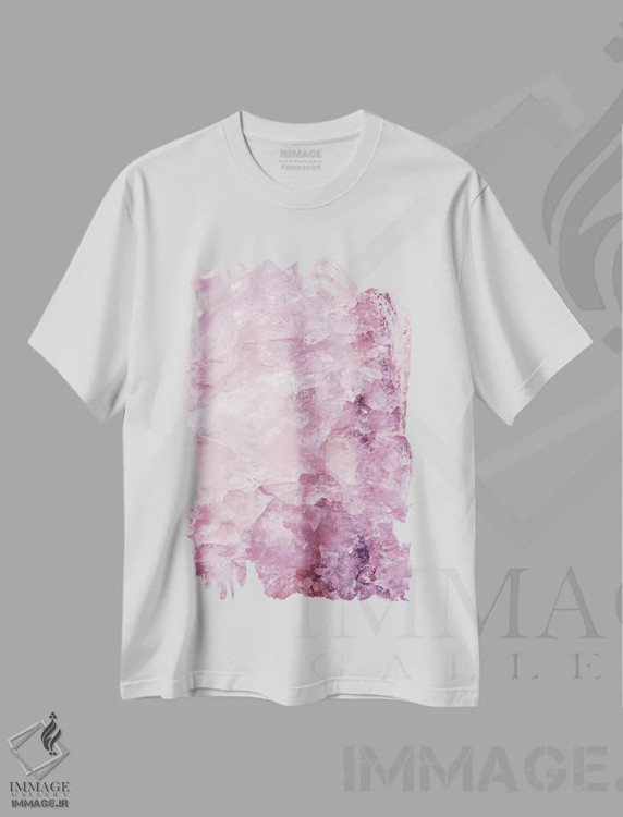 تیشرت سفید طرح دار کوارتز صورتی اثر هانی مون هتل | فروشگاه ایماژ