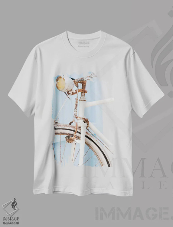 تیشرت سفید طرح دار دوچرخه زنگ زده، مدیوم اثر هانی مون هتل | فروشگاه ایماژ