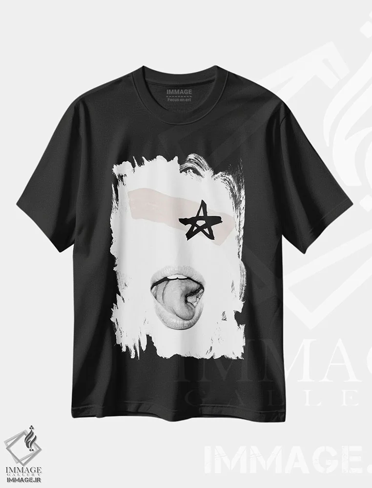 تیشرت مشکی طرح دار مرد ستاره ای اثر هانی مون هتل | immage.ir