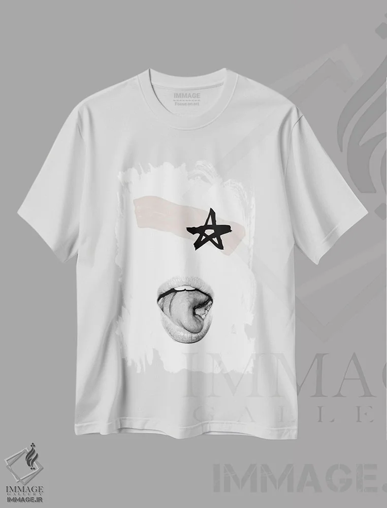 تیشرت سفید طرح دار مرد ستاره ای اثر هانی مون هتل | فروشگاه ایماژ