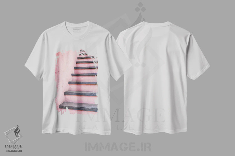 تیشرت سفید طرح دار پله به سوی بهشت، مدیوم اثر هانی مون هتل | immage.ir