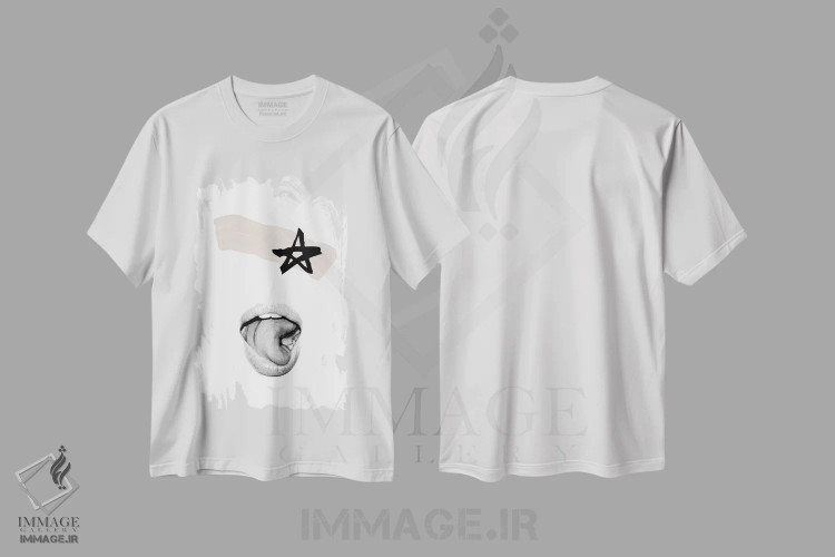 تیشرت سفید طرح دار مرد ستاره ای اثر هانی مون هتل | فروشگاه ایماژ