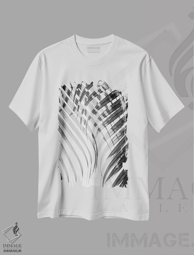 تیشرت سفید طرح دار پرده استوایی، عکاسی سیاه و سفید اثر هانی مون هتل | فروشگاه ایماژ