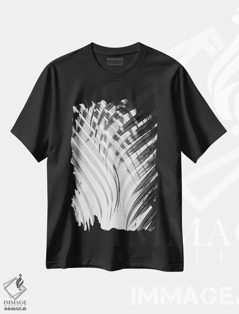 تیشرت مشکی طرح دار پرده استوایی، عکاسی سیاه و سفید اثر هانی مون هتل | immage.ir