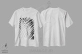 تیشرت سفید طرح دار پرده استوایی، عکاسی سیاه و سفید اثر هانی مون هتل | فروشگاه ایماژ