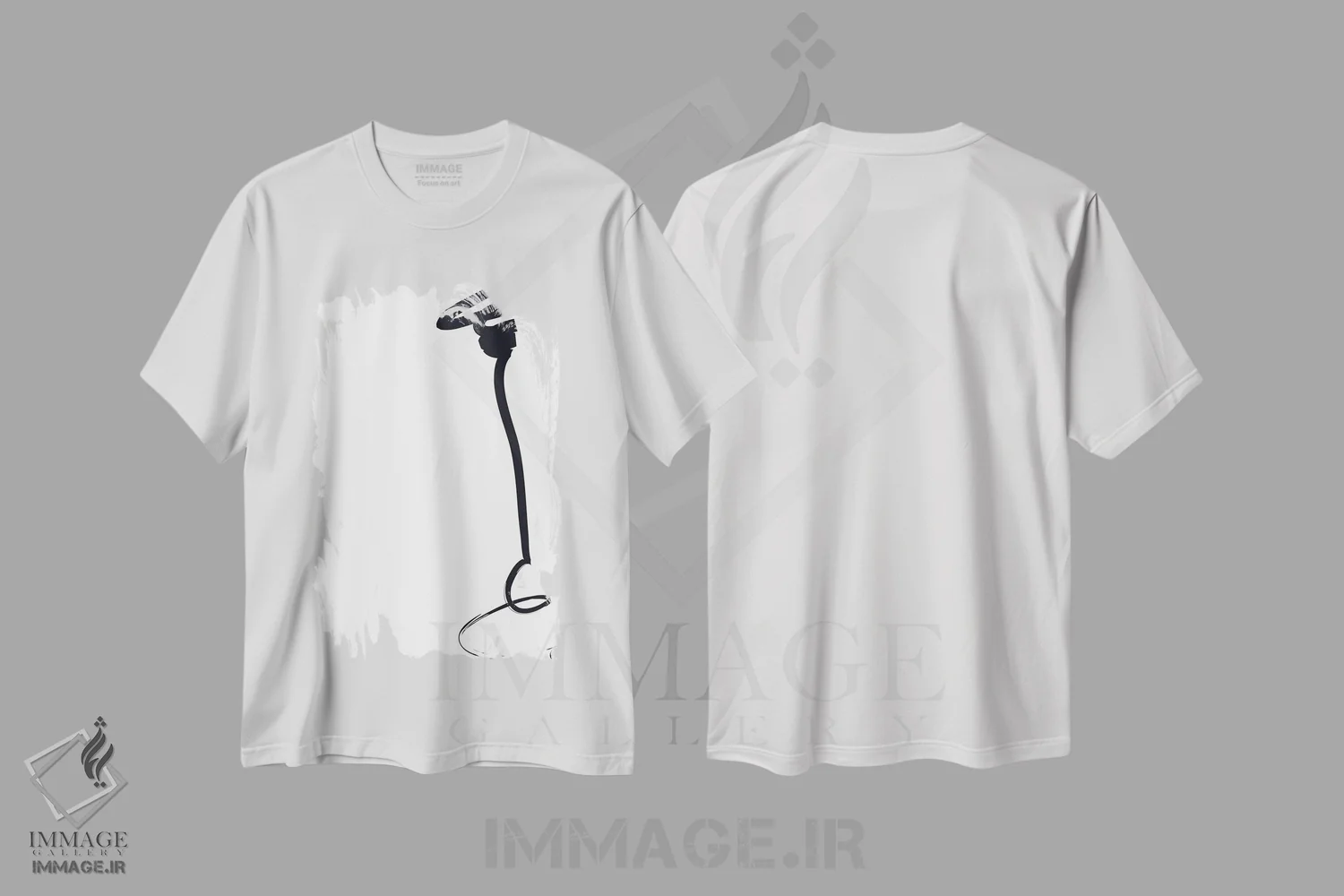 تیشرت سفید طرح دار بدون عنوان اثر هانی مون هتل | فروشگاه ایماژ