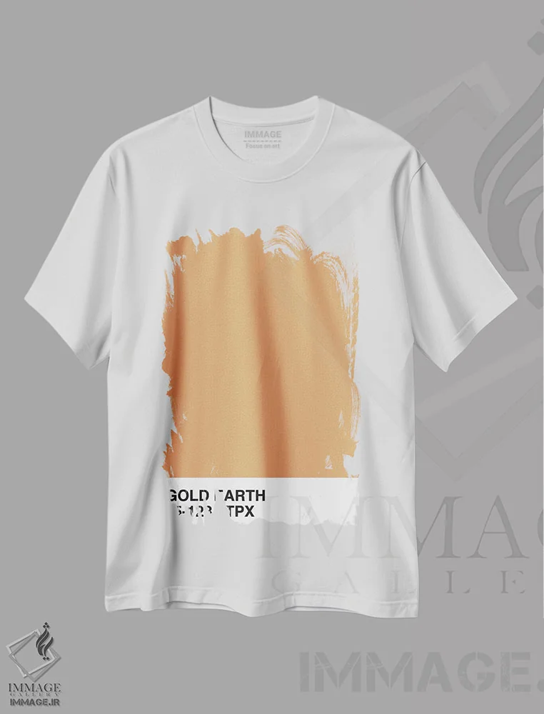 تیشرت سفید طرح دار خاک طلایی ۱۵-۱۲۳۴ TPX اثر هانی مون هتل | فروشگاه ایماژ