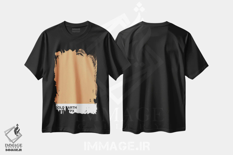 تیشرت مشکی طرح دار خاک طلایی ۱۵-۱۲۳۴ TPX اثر هانی مون هتل | immage.ir