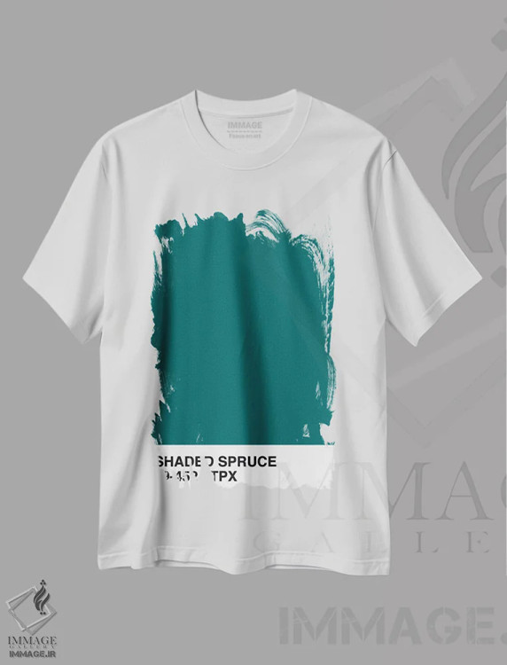 تیشرت سفید طرح دار کاج سایه دار ۱۹-۴۵۲۴ TPX اثر هانی مون هتل | فروشگاه ایماژ