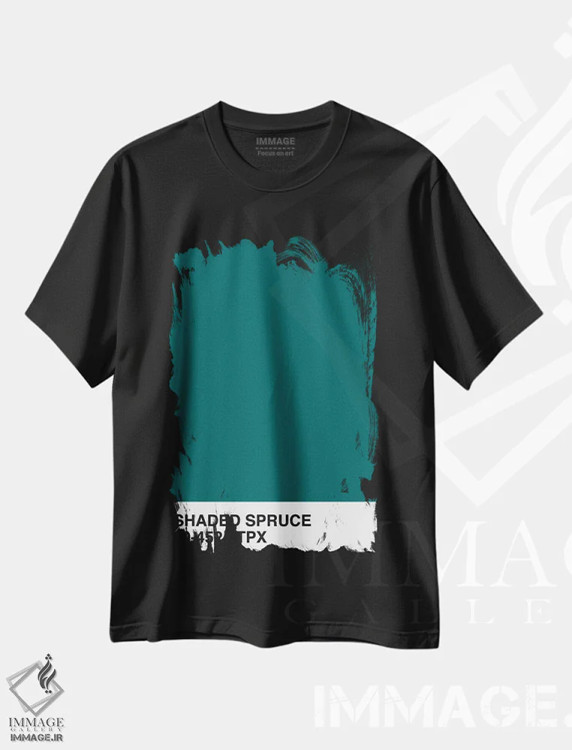 تیشرت مشکی طرح دار کاج سایه دار ۱۹-۴۵۲۴ TPX اثر هانی مون هتل | immage.ir