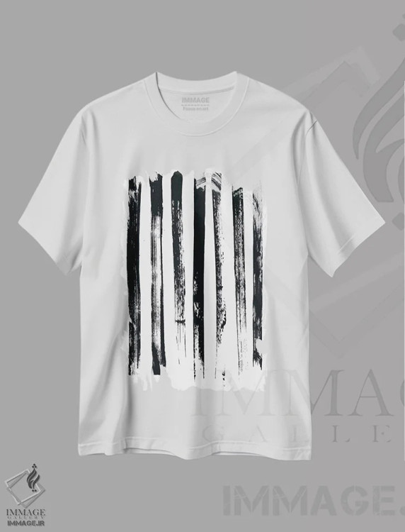 تیشرت سفید طرح دار انتزاعی ۱ اثر هانی مون هتل | فروشگاه ایماژ