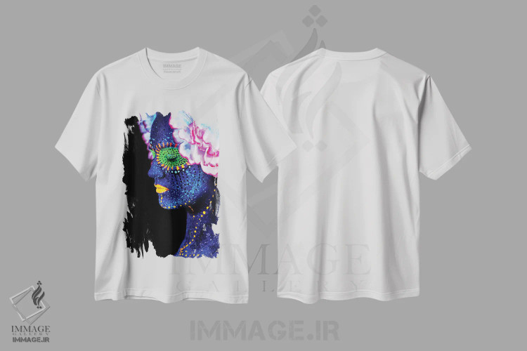 تیشرت سفید طرح دار فلوئورو درخشان، عکاسی فیگوراتیو اثر هانی مون هتل | immage.ir