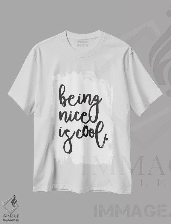 تیشرت سفید طرح دار خوب بودن باحال است، تایپوگرافی اثر هانی مون هتل | immage.ir
