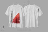 تیشرت سفید طرح دار سطح های داغ قرمز، مدیوم اثر هانی مون هتل | فروشگاه ایماژ