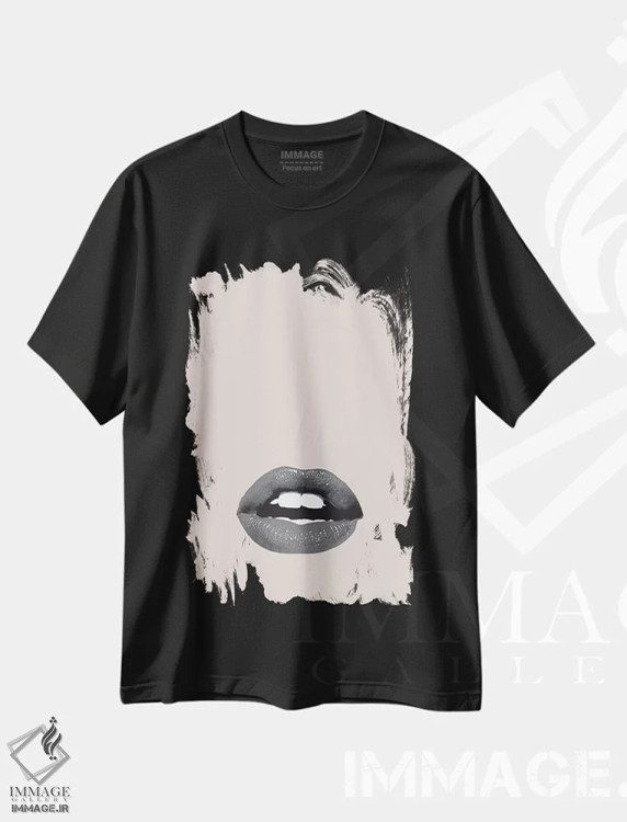 تیشرت مشکی طرح دار لب ها ۲، تزئینی اثر هانی مون هتل | فروشگاه ایماژ