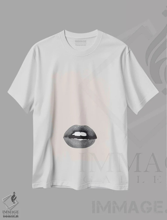 تیشرت سفید طرح دار لب ها ۲، تزئینی اثر هانی مون هتل | immage.ir