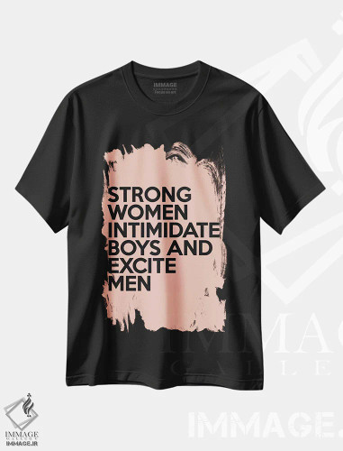 تیشرت مشکی طرح دار زنان قوی، تزئینی اثر هانی مون هتل | فروشگاه ایماژ