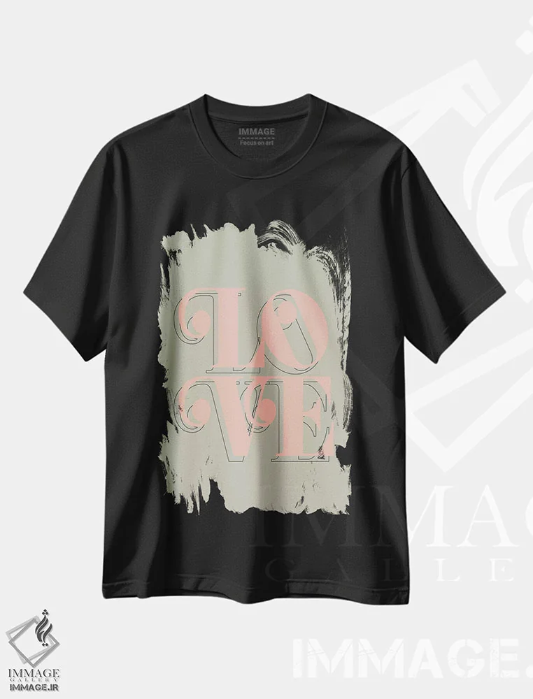 تیشرت مشکی طرح دار کِیل عاشقانه، تزئینی اثر هانی مون هتل | فروشگاه ایماژ