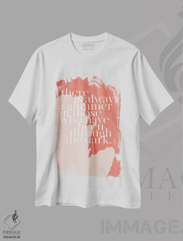 تیشرت سفید طرح دار یک تلألؤ، تزئینی اثر هانی مون هتل | فروشگاه ایماژ