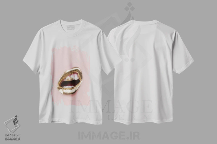 تیشرت سفید طرح دار طلایی، باربیکور اثر هانی مون هتل | immage.ir