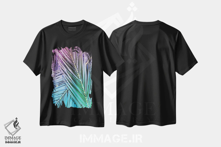 تیشرت مشکی طرح دار دسته گل رنگین کمانی، تزئینی اثر هانی مون هتل | فروشگاه ایماژ