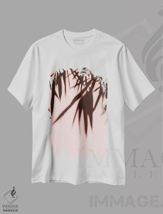 تیشرت سفید طرح دار سایه ها، تزئینی اثر هانی مون هتل | فروشگاه ایماژ