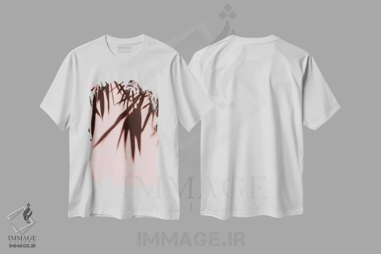 تیشرت سفید طرح دار سایه ها، تزئینی اثر هانی مون هتل | فروشگاه ایماژ