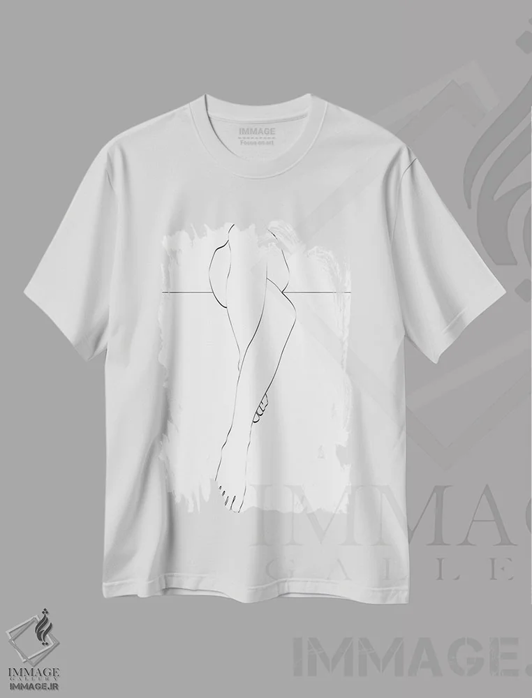 تیشرت سفید طرح دار پاها، تزئینی اثر هانی مون هتل | فروشگاه ایماژ