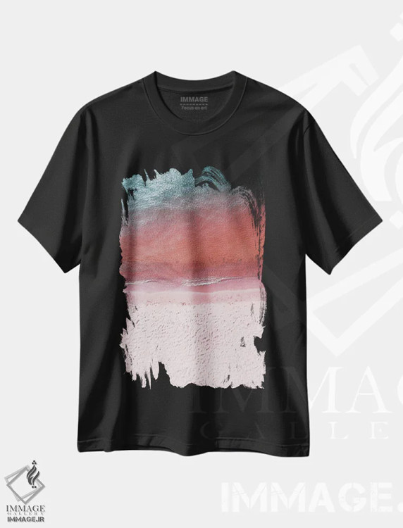 تیشرت مشکی طرح دار زمین صورتی، تزئینی اثر هانی مون هتل | فروشگاه ایماژ