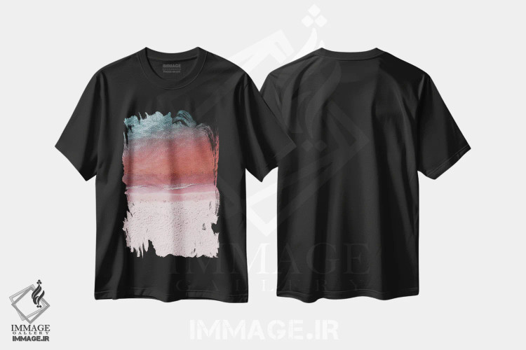 تیشرت مشکی طرح دار زمین صورتی، تزئینی اثر هانی مون هتل | فروشگاه ایماژ