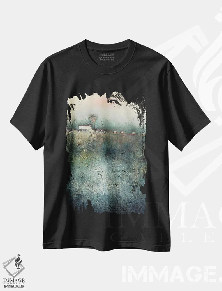 تیشرت مشکی طرح دار جذابیت روستایی، آبستره اثر لیزا هاوس | immage.ir