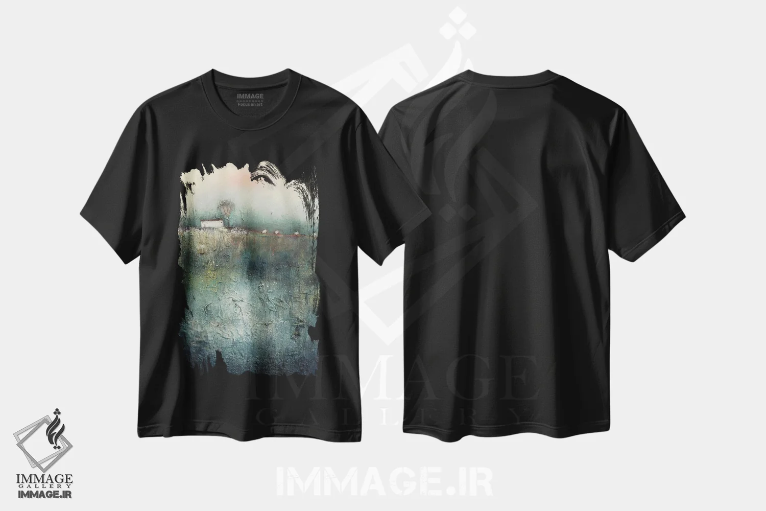 تیشرت مشکی طرح دار جذابیت روستایی، آبستره اثر لیزا هاوس | immage.ir