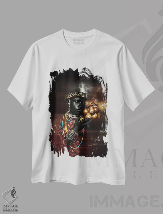تیشرت سفید طرح دار هویت آفریقایی ۲، هنر آمریکایی آفریقایی تبار اثر هری ادونزه | فروشگاه ایماژ