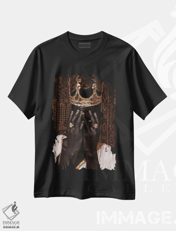 تیشرت مشکی طرح دار پادشاه سیاه پوست، هنر آمریکایی آفریقایی تبار اثر هری ادونزه | فروشگاه ایماژ