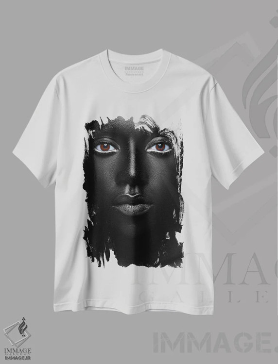 تیشرت سفید طرح دار پرتره سیاه پوست، هنر آمریکایی آفریقایی تبار اثر هری ادونزه | فروشگاه ایماژ