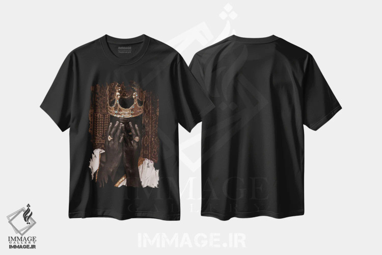 تیشرت مشکی طرح دار پادشاه سیاه پوست، هنر آمریکایی آفریقایی تبار اثر هری ادونزه | فروشگاه ایماژ