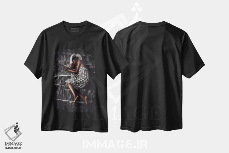 تیشرت مشکی طرح دار پاره ای از آرامش، هنر آمریکایی آفریقایی تبار اثر هری ادونزه | immage.ir