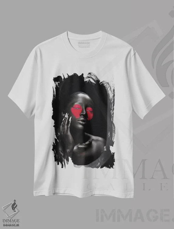 تیشرت سفید طرح دار ملانین ۱، هنر آمریکایی آفریقایی تبار اثر هری ادونزه | فروشگاه ایماژ